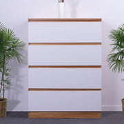sue-e furniture Tall boys 'Monaco' Set of 4 drawers white + oak 'Monaco' Set of 4 drawers white + oak