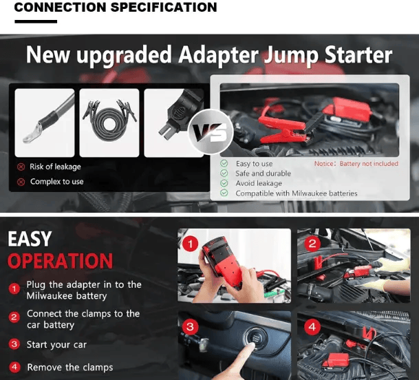 8AWG Jump Starter Cable for Milwaukee M18 Series Batteries – view 5