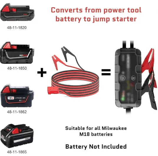 8AWG Jump Starter Cable for Milwaukee M18 Series Batteries – view 6