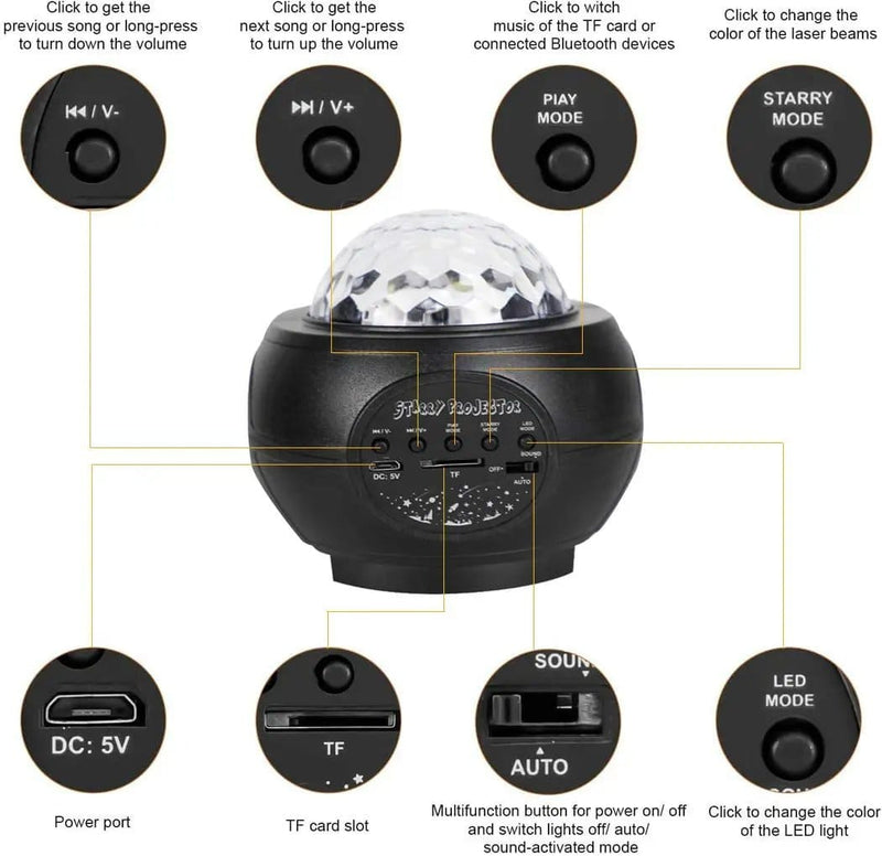 salelink.co.nz Unbranded Galaxy Starry Projector Light Galaxy Starry Night Projector With Ocean Wave LEDs