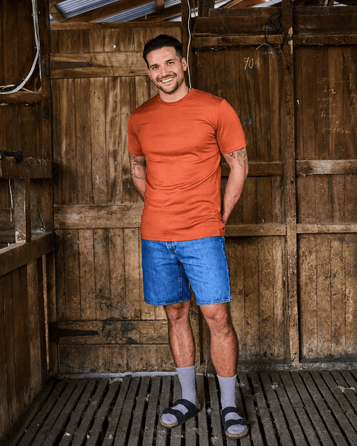 Men's Crew Short Sleeve T-shirt - 100% Merino Wool, Desert – view 2