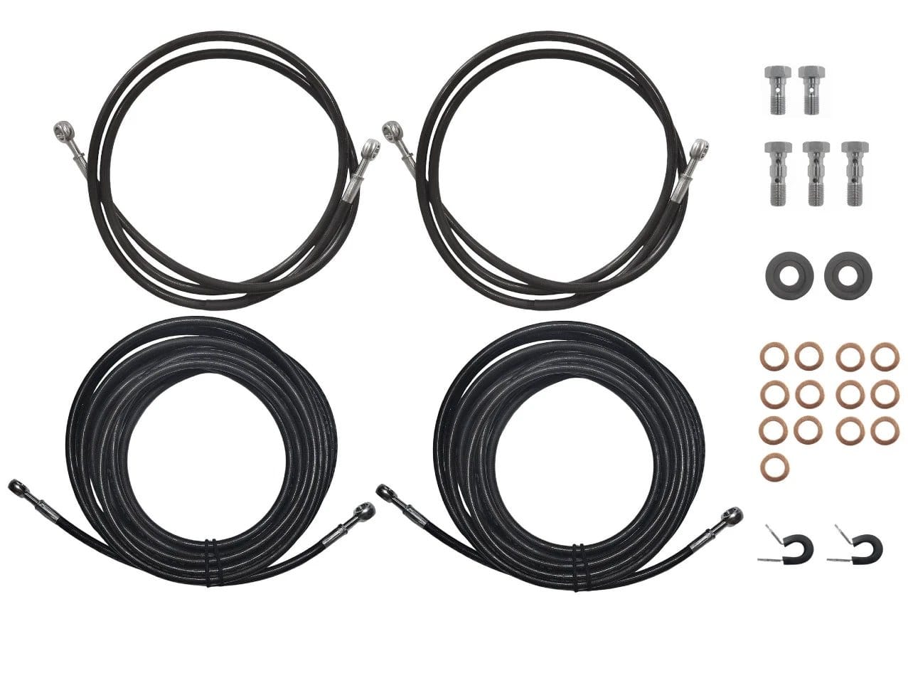 Trojan Stainless Steel Teflon Brake Hose Kit Banjo to Banjo 2x1.5m and 2x6m – view 1