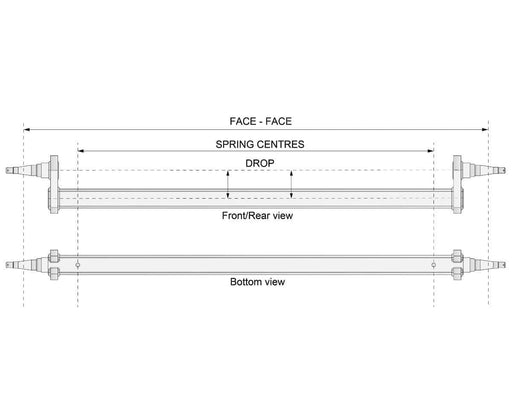 Trojan Drop Beam Axle 1750kg Non Braked Bare Metal for Leaf Spring Trailers Heavy Duty – view 2