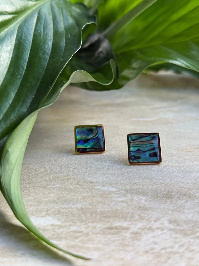 Tahana Jewellery Earrings Tapawhā Pāua Gold Earrings Tapawhā Pāua Gold Earrings
