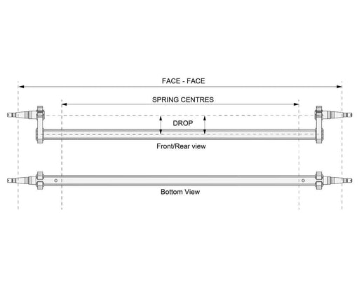 Trojan Drop Beam Axle 1500kg Non Braked Galvanised Heavy Duty Steel For Caravan Trailer Use – view 2