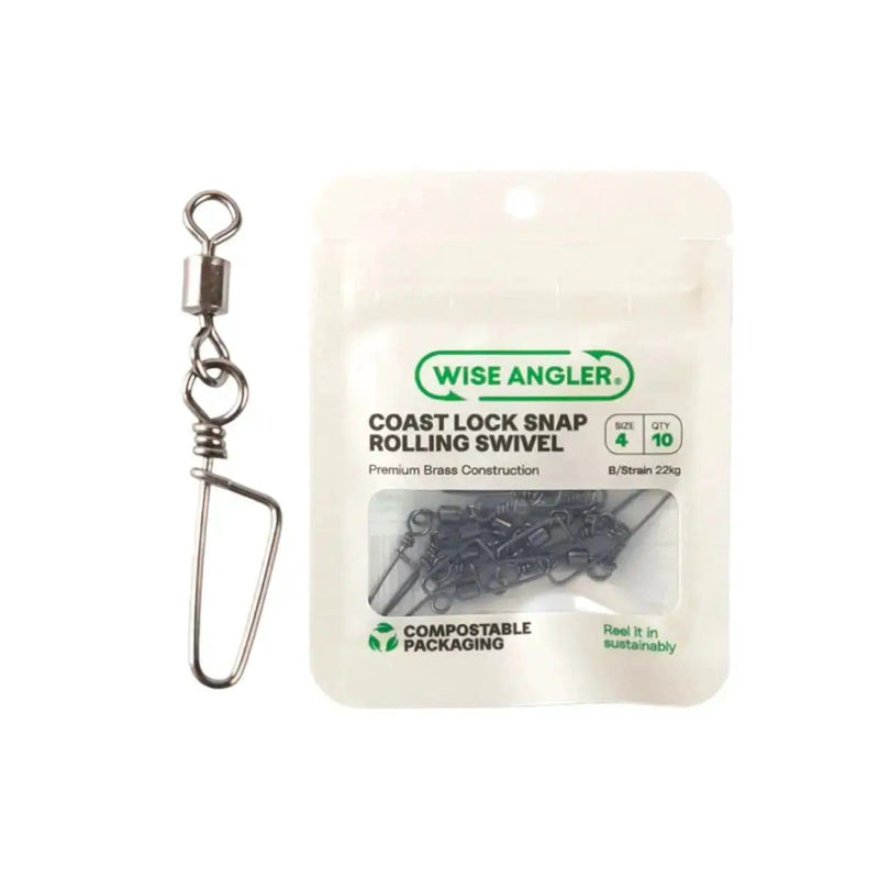 WISE ANGLER Swivel Coast Lock Snap Rolling Swivel Wise Angler Coast Lock Snap Rolling Swivel Brass