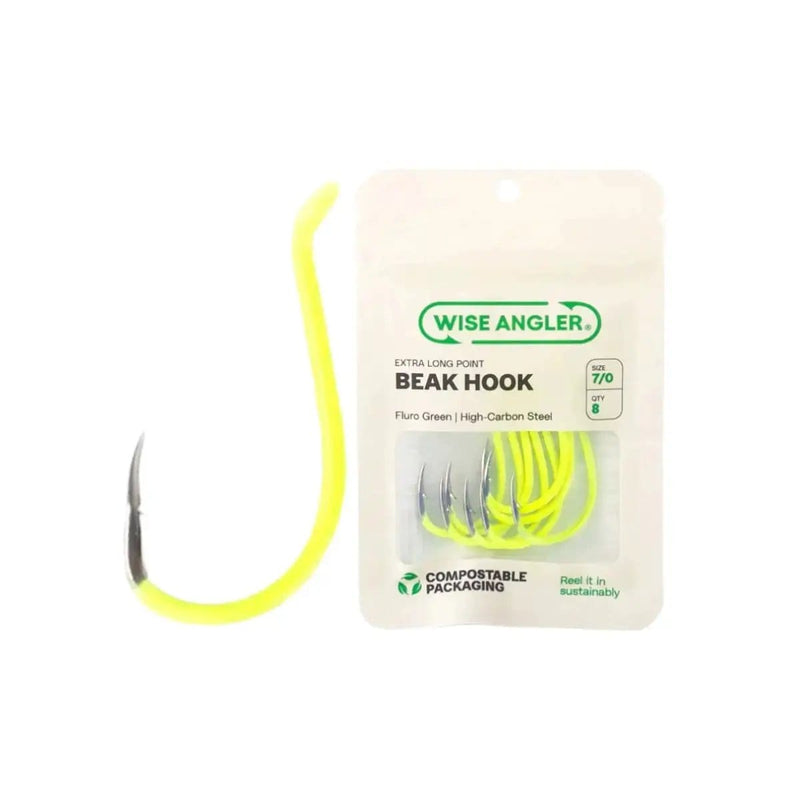 WISE ANGLER Fish hook Beak Hook - Extra Long Point Fluro Green Wise Angler Beak Hook Extra Long Point Fluoro Green