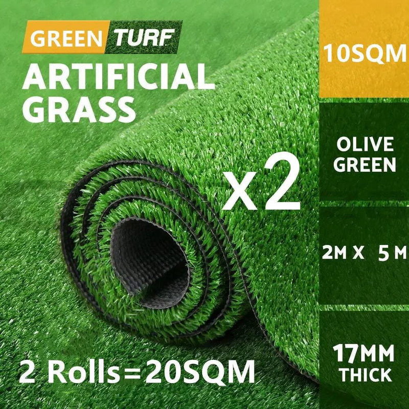 Two Pieces 2X5M Artificial Grass 17MM 20M2 – view 2