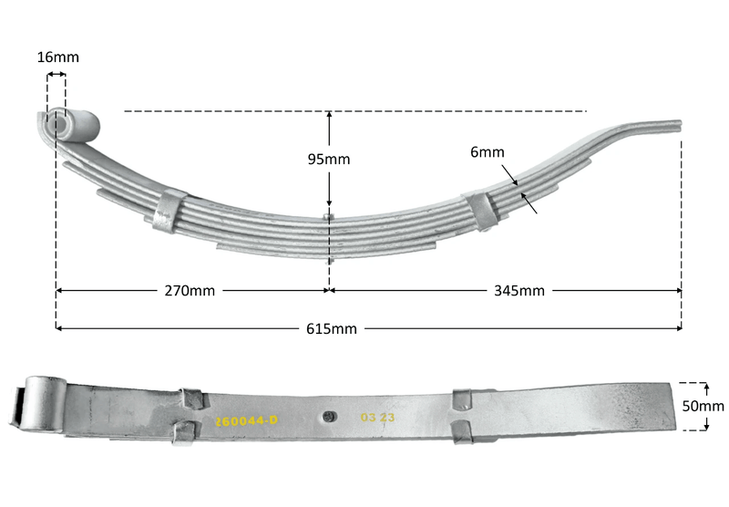 Trojan 6 Leaf Low Slipper Spring 1500kg Pair For Heavy Trailers 50mm Wide Durable Load Distribution – view 2