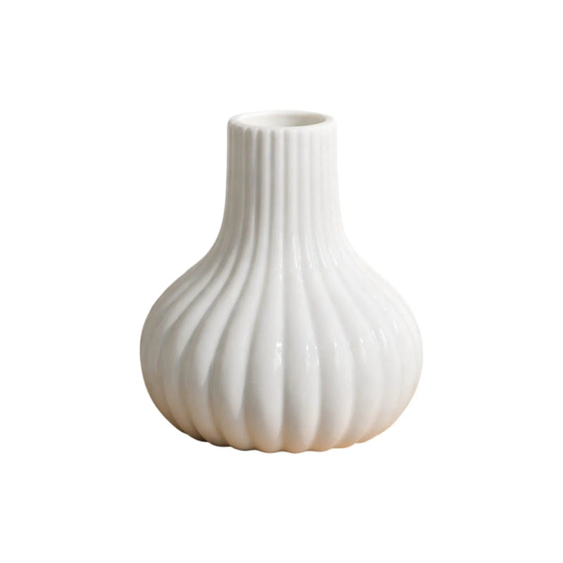 Frankly Cotton Fluted Ceramic Bud Vase White Minimalist Home Decor – view 2