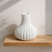 Frankly Cotton Fluted Ceramic Bud Vase White Minimalist Home Decor – view 1