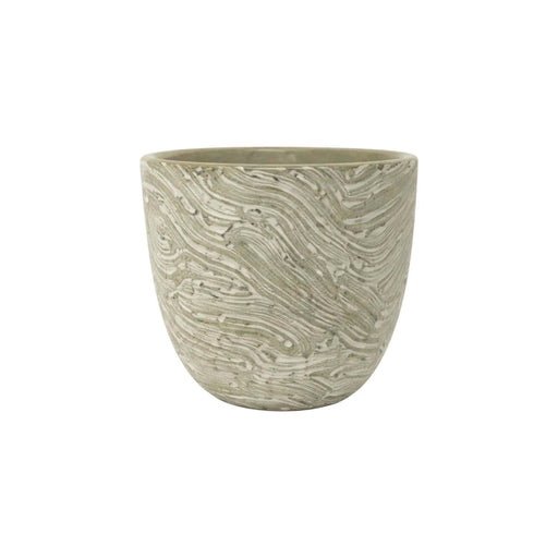 Frankly Cotton Textured Marble Ceramic Indoor Plant Pot Sage 12cm – view 2