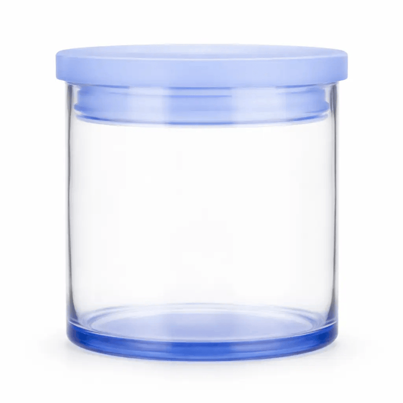 Nest & Stem Homewares Glass Storage Frankly Cotton Clear Glass Storage Jar Blue Lid 450ml Frankly Cotton Clear Glass Storage Jar Blue Lid 450ml