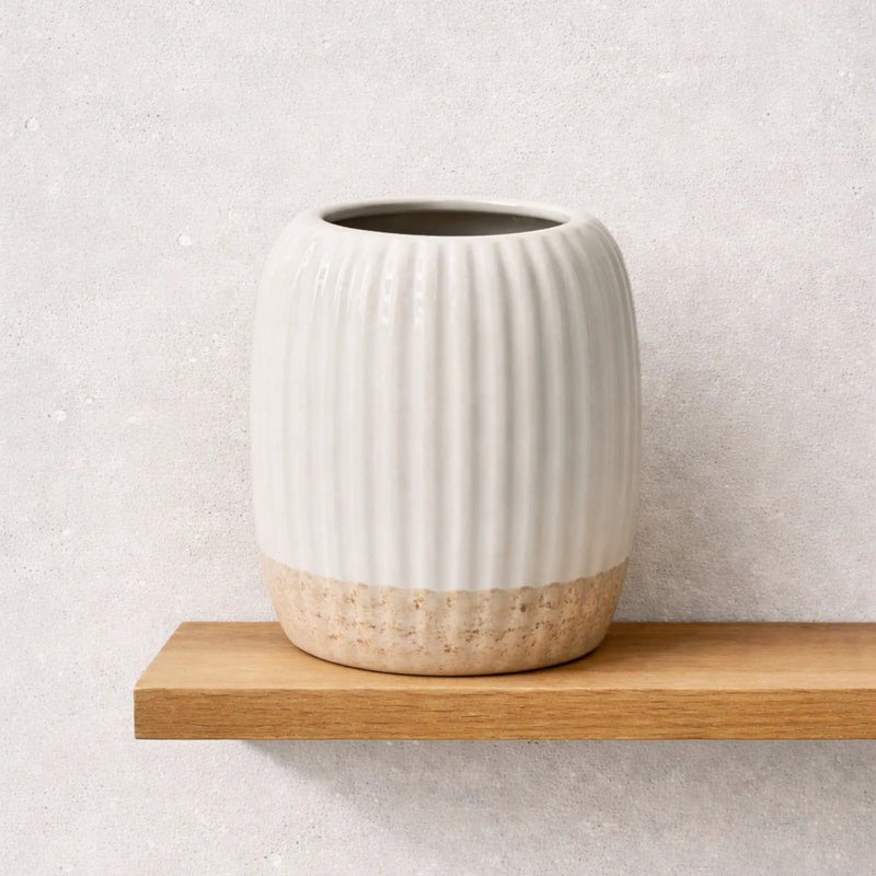Nest & Stem Homewares Ceramic Vase Frankly Cotton Column Ribbed Ceramic Vase Frankly Cotton Column Ribbed Ceramic Vase