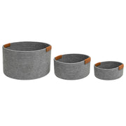 Nest & Stem Homewares Basket Frankly Cotton Dark Grey Basket with Tan Holders Frankly Cotton Dark Grey Basket with Tan Holders
