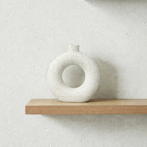 Cotton Textured Ceramic Ring Vase For Modern Home Decor – view 1