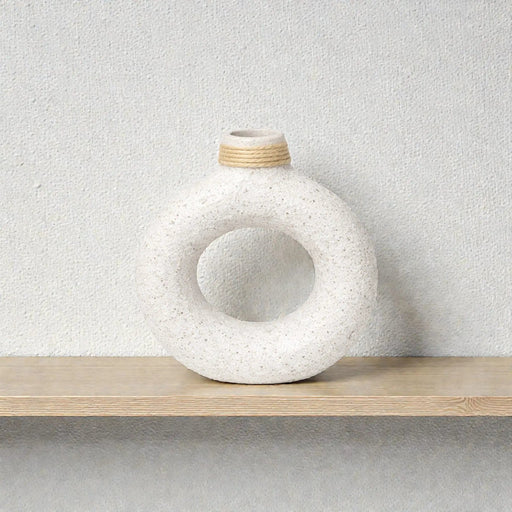 Frankly Cotton Textured Ring Ceramic Vase Two Sizes Available – view 1