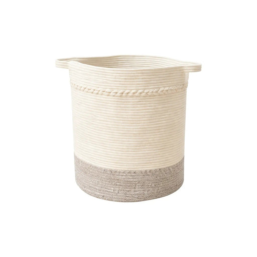 Frankly Cotton Woven Linen Laundry Basket White Natural 45cm – view 1