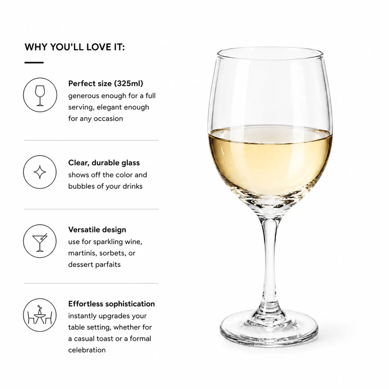 Nest & Stem Homewares Wine Glasses Frankly Cotton Clear Wine Toughened Glass 325ml Frankly Cotton Clear Wine Toughened Glass 325ml