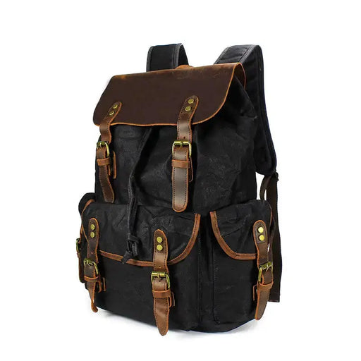 Waxed Canvas Laptop Travel Bag — Leather Accents, 20-35L | Work, School & Adventure – view 1