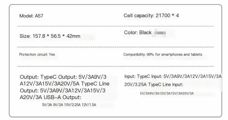 High-Capacity Fast Charging Power Bank (Model A57) – view 3