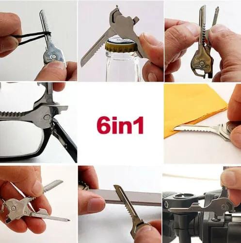 6 in 1 Multi Function Stainless Steel Utility Key Tool Knife Screwdeiver – view 4