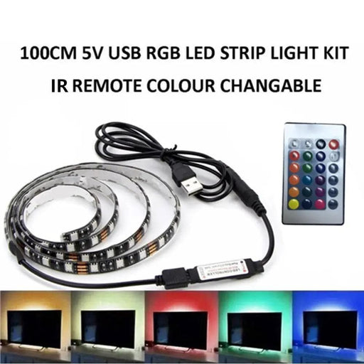 salelink.co.nz Unbranded 1M USB 60LED 5050 Strip Light Christmas TV Backlight 1M USB RGB LED TV Backlight Kit With IR Remote