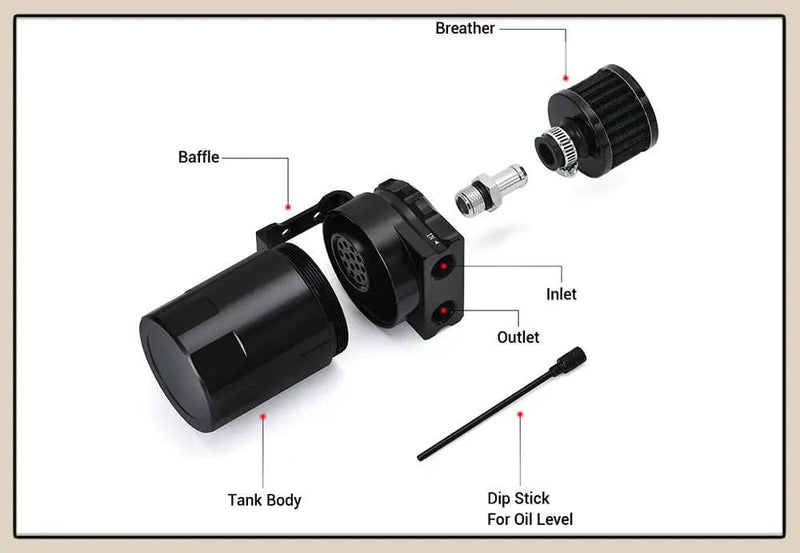 salelink.co.nz Unbranded Oil Catch Can with Breather 300ml Aluminum Oil Catch Can Breather 300ml Universal Kit