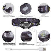 LED Head Torch Fishing Headlight Headlamp Motion Sensor – view 7