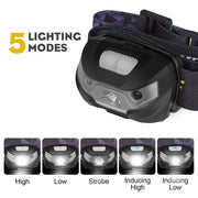 LED Head Torch Fishing Headlight Headlamp Motion Sensor – view 3