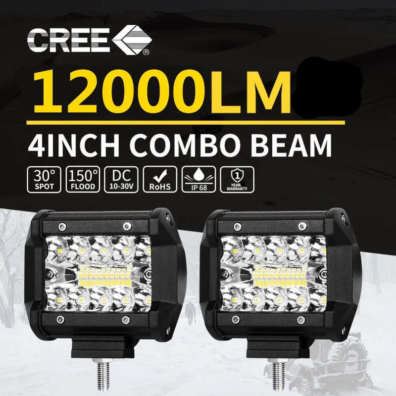 2x 4inch CREE LED Work Light Bar Spot Flood OffRoad Driving Reverse 4x4 Ford – view 2