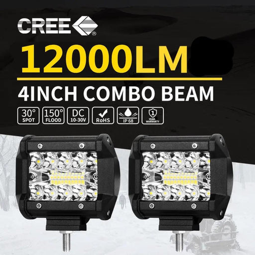 2x 4inch CREE LED Work Light Bar Spot Flood OffRoad Driving Reverse 4x4 Ford – view 2