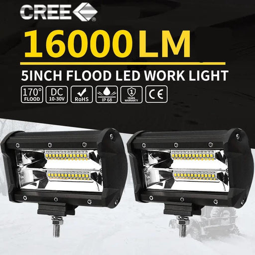 2X 5inch LED Work Driving Light Bar Flood Beam Offroad Boat Truck 12V 24V – view 2