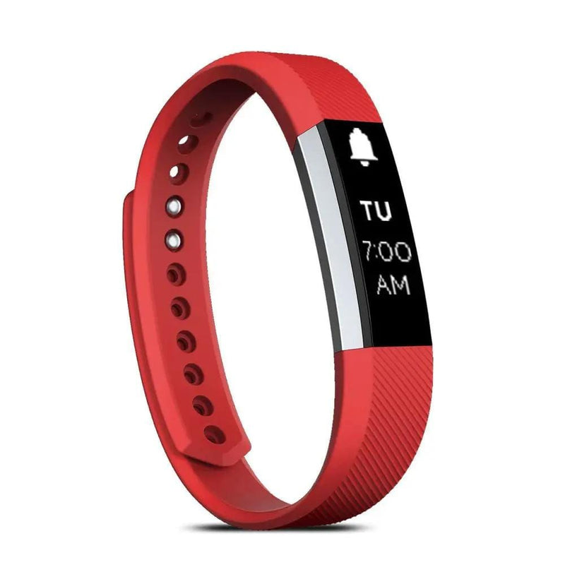 Red Silicone Fitbit Alta HR Replacement Strap With Metal Clasp Large – view 1