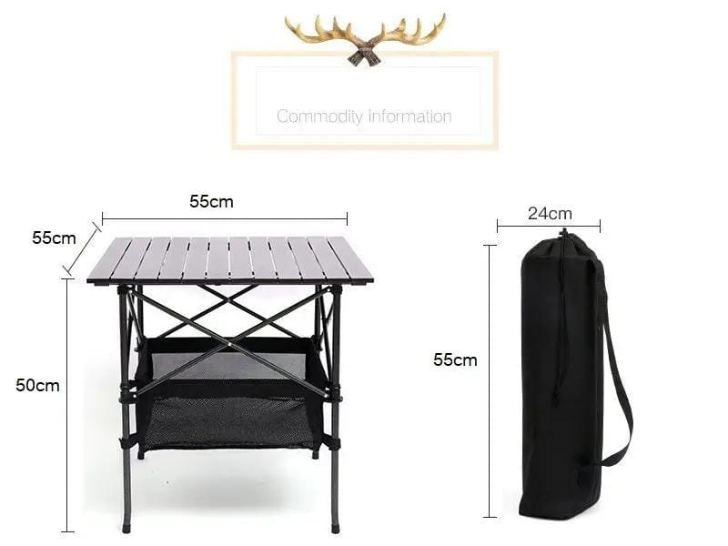 Portable Folding Table Tea Picnic Camping Barbecue Square Table 55cm – view 3