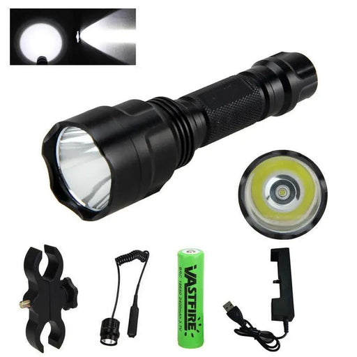 Tactical White LED Flashlight With Scope Mount For Hunting And Camping – view 2