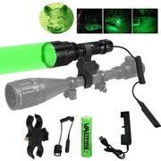 Tactical Green Flashlight Hunting Torch Light Camping Lamp Scope Gun Mount – view 1