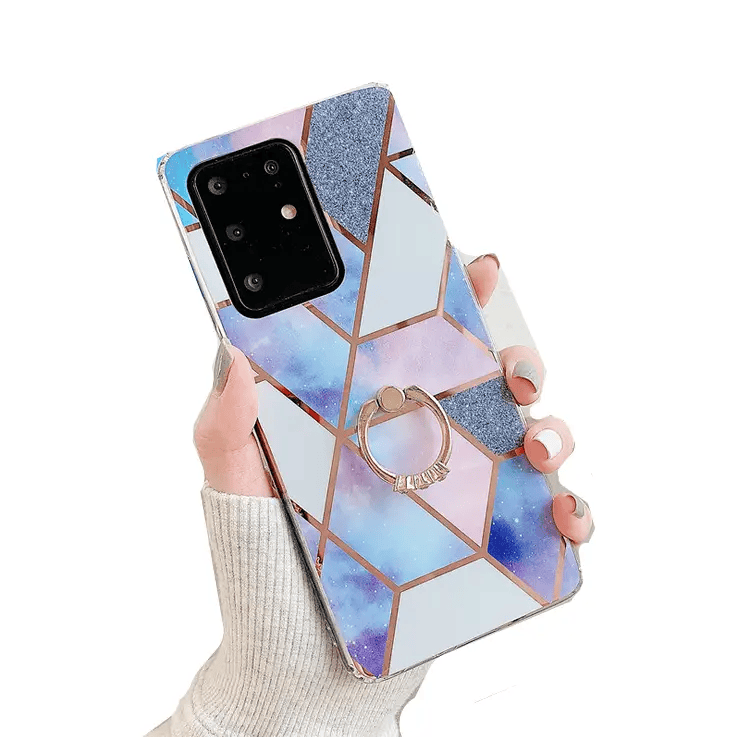 Samsung S20 Plus Marble Geometric TPU Case With Ring Holder – view 1