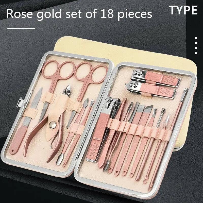 salelink.co.nz Unbranded 18PCS Nail Manicure Pedicure Set Rose Gold 18Pcs Nail Manicure Pedicure Set