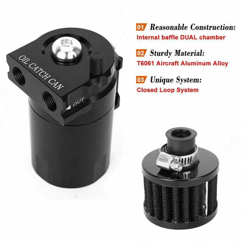 salelink.co.nz Unbranded Oil Catch Can with Breather 300ml Aluminum Oil Catch Can Breather 300ml Universal Kit