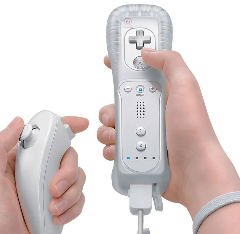 Remote and Nunchuck Controller with Silicone Case for NINTENDO WII - White