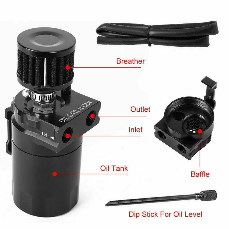 salelink.co.nz Unbranded Oil Catch Can with Breather 300ml Aluminum Oil Catch Can Breather 300ml Universal Kit