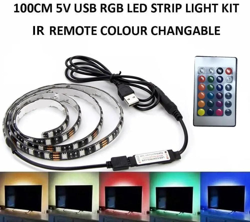 salelink.co.nz Unbranded 1M USB 60LED 5050 Strip Light Christmas TV Backlight 1M USB RGB LED TV Backlight Kit With IR Remote