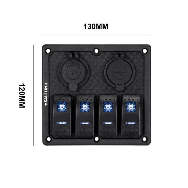 4 Gang LED Rocker Switch Panel Circuit Breakers Charger Car 12V 24V – view 5