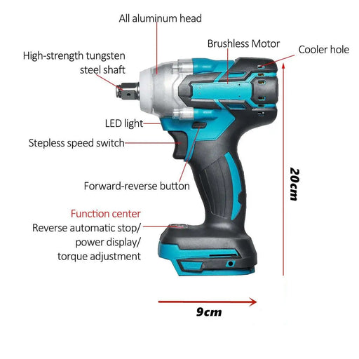 Electric Impact Wrench 1/2 Socket Cordless fit Makita 18V Battery – view 2