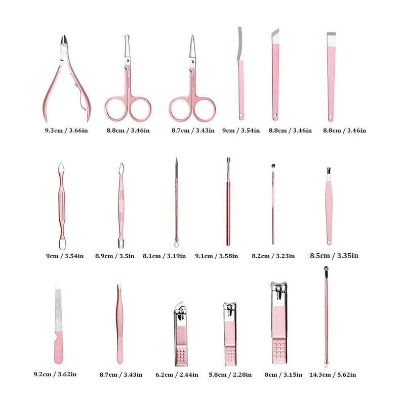 salelink.co.nz Unbranded 18PCS Nail Manicure Pedicure Set Rose Gold 18Pcs Nail Manicure Pedicure Set