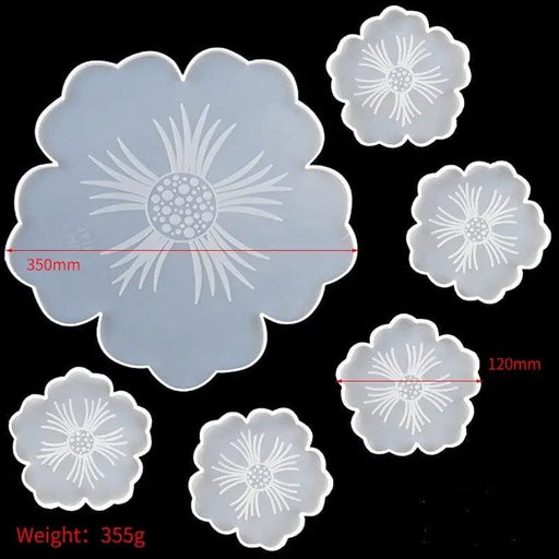 Set of Coaster Moulds - 1x Flower Large + 5x Flower Small – view 2