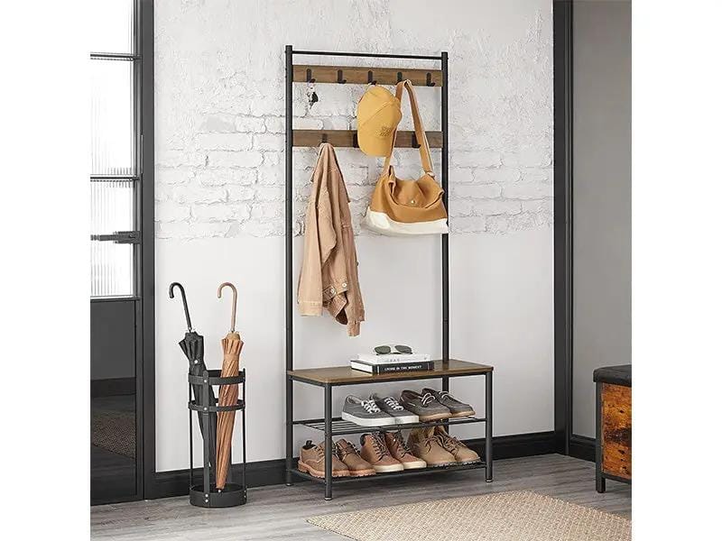 The Shopsite Home-living Wooden Coat Rack with Shelves Hooks by VASAGLE Wooden Coat Rack with Shelves Hooks by VASAGLE
