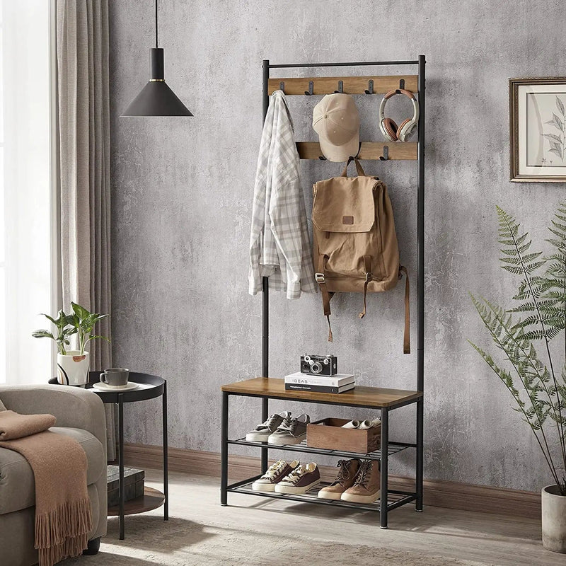 The Shopsite Home-living Wooden Coat Rack with Shelves Hooks by VASAGLE Wooden Coat Rack with Shelves Hooks by VASAGLE