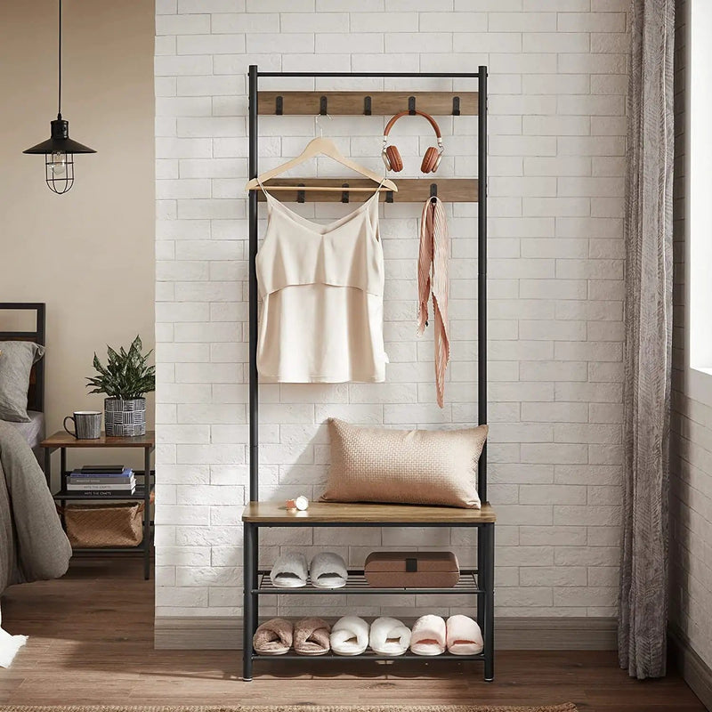 The Shopsite Home-living Wooden Coat Rack with Shelves Hooks by VASAGLE Wooden Coat Rack with Shelves Hooks by VASAGLE